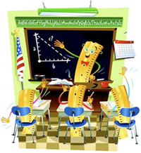 cartoon rulers in a classroom