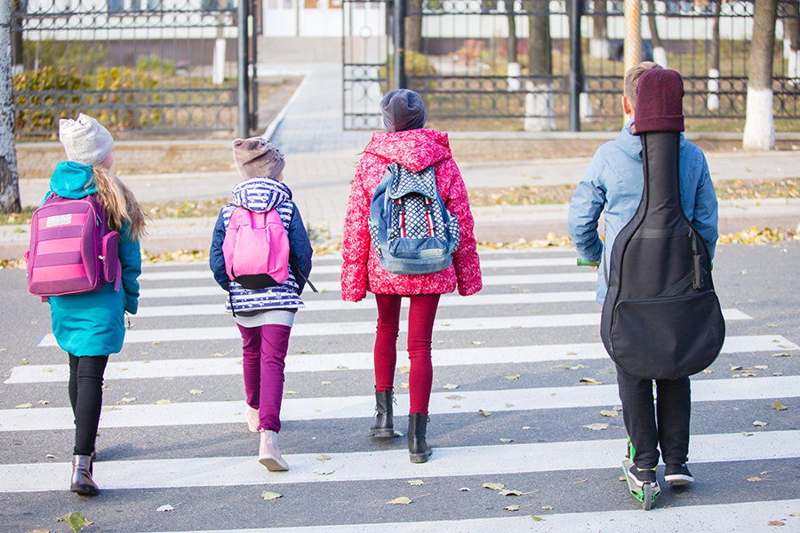 kids walking to school