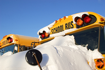 school with snow