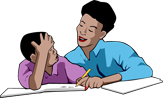child and mother doing school work