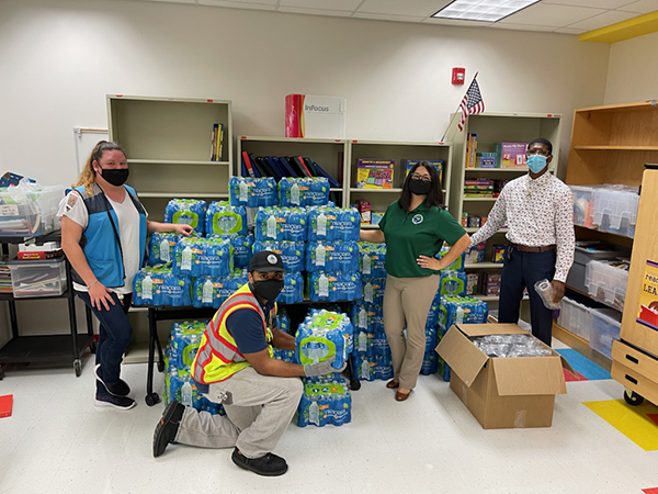 Amazon donates bottled water